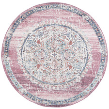 Pink Salsa Power Loomed Round Rug