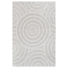 Light Grey Ellipse Charvi Hand-Tufted Wool Rug
