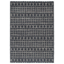 Dark Grey Nordic-Style Flat Weave Wool-Blend Rug