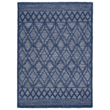 Blue Geometric Flat Weave Wool-Blend Rug