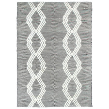 Ivory Geometric Flat Weave Wool-Blend Rug