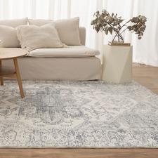 Cream Blue Isabella Machine Washable Rug