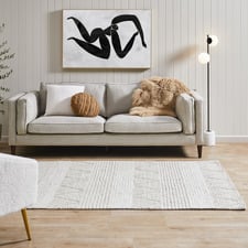 Ivory African-Inspired Flat Weave Wool-Blend Runner