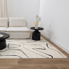 Cream & Black Kezia Modern Lines Rug