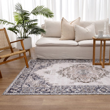 Saira Traditional Medallion Machine Washable Rug