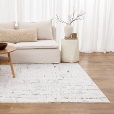 White & Grey Velour Machine Washable Rug