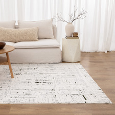 White & Green Velour Machine Washable Rug