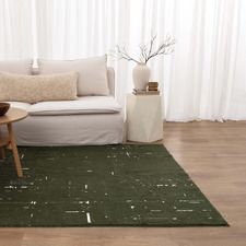 Green Velour Machine Washable Rug