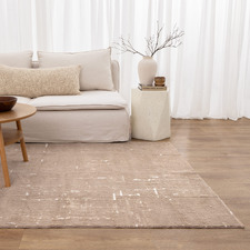 Beige Velour Machine Washable Rug