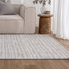 Silver & Ivory Sarai Tasselled Rug