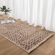Walnut Bettina Distressed Textured Check Runner