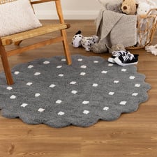 Melissa Scalloped Machine Washable Cotton Round Rug
