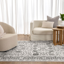 Slate Farah Traditional Bordered Rug