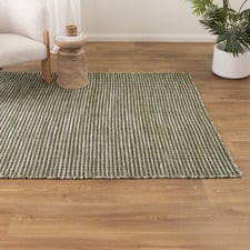 Forest Green Skandi Hand-Woven Wool Rug