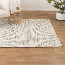 Ivory & Forest Green Skandi Hand-Woven Wool-Blend Rug