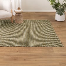 Olive Green Skandi Hand-Woven Wool Rug