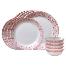 12 Piece Graphic Stitch Everyday Expressions Dinner Set