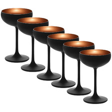 Matte Black & Bronze Stolzle Olympic 230ml Coupe Champagne Glasses (Set of 6)