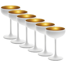 Matte White & Gold Stolzle Olympic 230ml Coupe Champagne Glasses (Set of 6)
