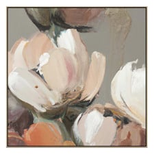 Caramel Bloom Oak Framed Canvas Wall Art