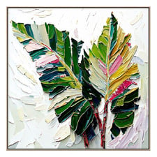 Rainbow Palms Oak Framed Canvas Wall Art
