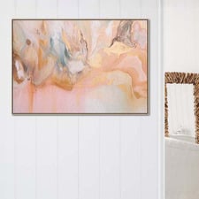 Gold Ripple Oak Framed Canvas Wall Art