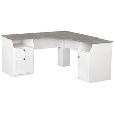 Grey & White Bronville 2 Drawer Corner Desk