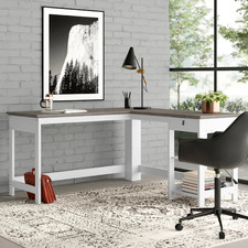 Grey & White Bronville 1 Drawer Corner Desk