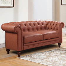 Brown Sansa 2 Seater Faux Leather Sofa