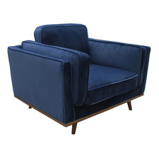 Blue Terry Velvet Armchair