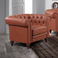 Brown Sansa Faux Leather Armchair