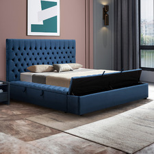 Deep Blue Chester Velvet Bed Frame