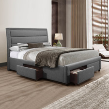 Grey Stockholm Upholstered King Bed Frame