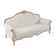 Kora 3 Seater Oak Wood & Linen Sofa