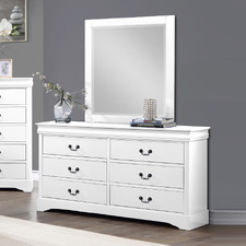 White Calia 6 Drawer Chest with Mirror