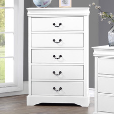 White Calia 5 Drawer Tallboy
