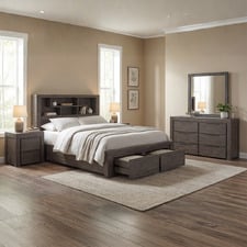 4 Piece Jessie Pine Wood Bedroom Furniture Set