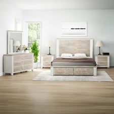 4 Piece Eunice Pine Wood Bedroom Furniture Set