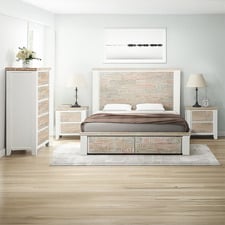 4 Piece Eunice Pine Wood Bedroom Set