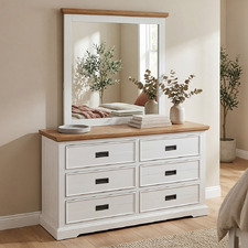 Melissa Pine Wood 6 Drawer Chest with Mirror