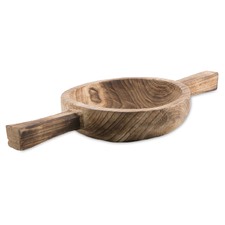 Natural Double Handle Round Paulownia Wood Tray