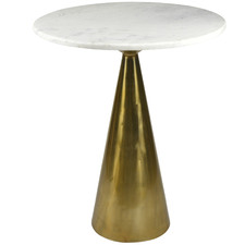 Antique Brass Marble Pedestal Bar Table