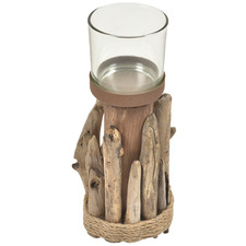 Single Driftwood & Glass Candle Holder