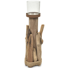 Single Driftwood & Glass Candle Holder
