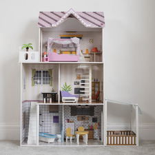 Plum 3 Storey Doll House with Furniture