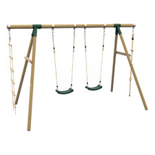 Plum Play Wooden Swing Set with Climbing Rope & Ladder