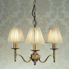 Stanford Three Light Brass Chandelier in Taupe