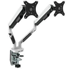 White Koios Aluminium Dual Monitor Arm