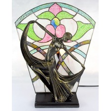 Floral Leadlight Art Deco Table Lamp