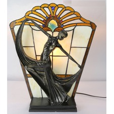40cm Leadlight Art Deco Lamp Orange